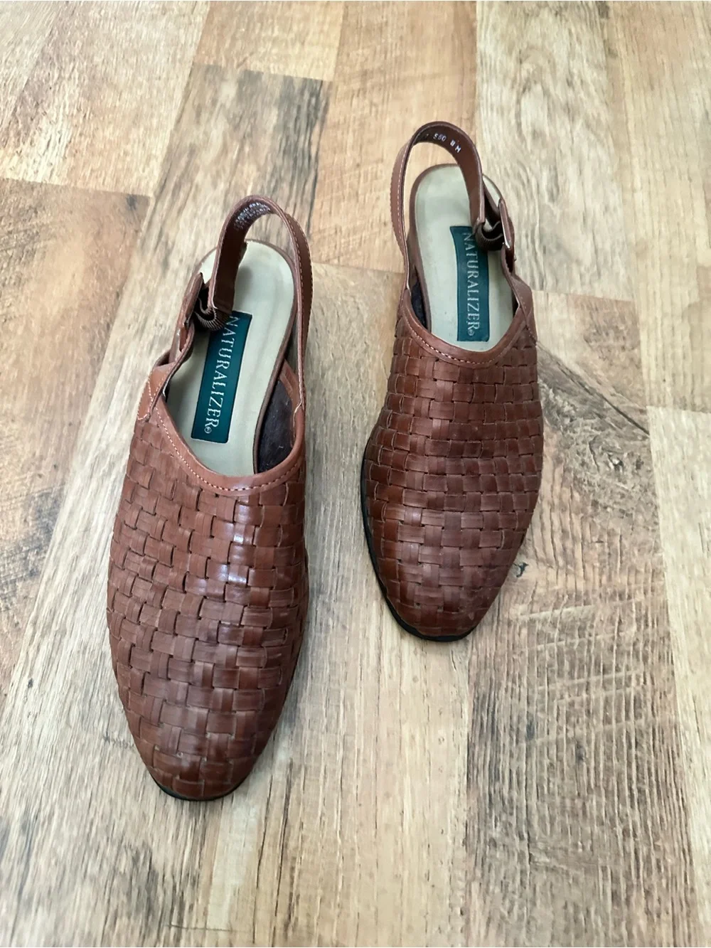 Naturalizer Brazil Vintage Woven Leather Slingback Shoes | Cognac ~8